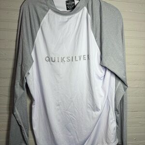Quiksilver Men's Two-Tone Gray and White Long Sleeve Tee XXXL